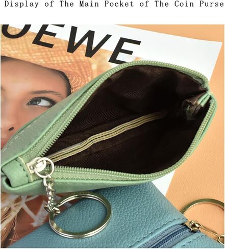 Coin Purse for Women,Small Leather Change Pouch for Men with Zip Key Ring-Blue in Saudi Arabia