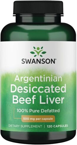 Swanson 100% Pure Defatted Desiccated Beef Liver 500 Milligrams 120 Capsules in Saudi Arabia