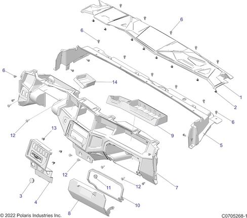 Polaris Ranger Dash Tray, Left, Genuine OEM Part 5416076, Qty 1 in Saudi Arabia