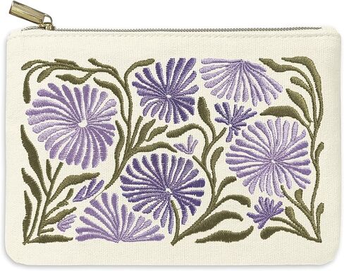 Lady Jayne Women’s Accessory Pouch with Embroidered Design, Zipper, Lining and Tassel – Bag for Makeup, Travel, or Daily Essentials, 8" x 5.5" – Wildflower Meadow Floral (82048) in Kuwait