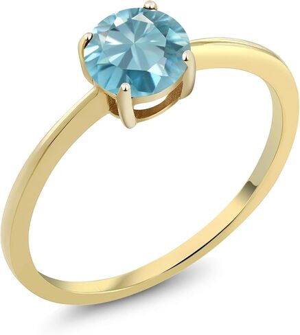 خاتم خطوبة سوليتير من الذهب الأصفر عيار 10 قيراط من الأحجار الكريمة من Gem Stone King | جولة 6 ملم | خاتم وعد الذكرى السنوية للزفاف للنساء | متوفر بمقاس 5،6،7،8،9 in Saudi Arabia