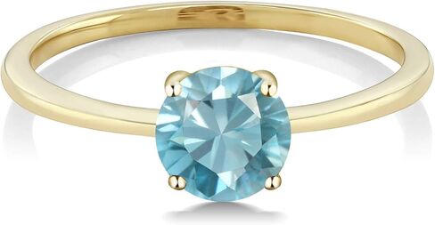 خاتم خطوبة سوليتير من الذهب الأصفر عيار 10 قيراط من الأحجار الكريمة من Gem Stone King | جولة 6 ملم | خاتم وعد الذكرى السنوية للزفاف للنساء | متوفر بمقاس 5،6،7،8،9 in Saudi Arabia