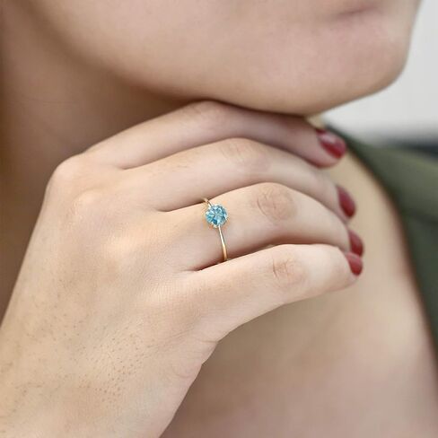 خاتم خطوبة سوليتير من الذهب الأصفر عيار 10 قيراط من الأحجار الكريمة من Gem Stone King | جولة 6 ملم | خاتم وعد الذكرى السنوية للزفاف للنساء | متوفر بمقاس 5،6،7،8،9 in Saudi Arabia