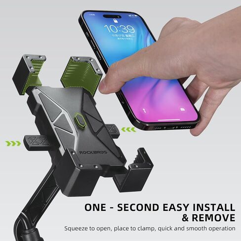 ROCKBROS Bike Phone Mount Bike Phone Holder,Motorcycle Phone Mount Phone Holder for Bike Motorcycle E-Bike Cell Phone Clamp for iPhone 16 15 Pro Max/ 14/13, Galaxy S10 and More 4.5-7.2" in Saudi Arabia