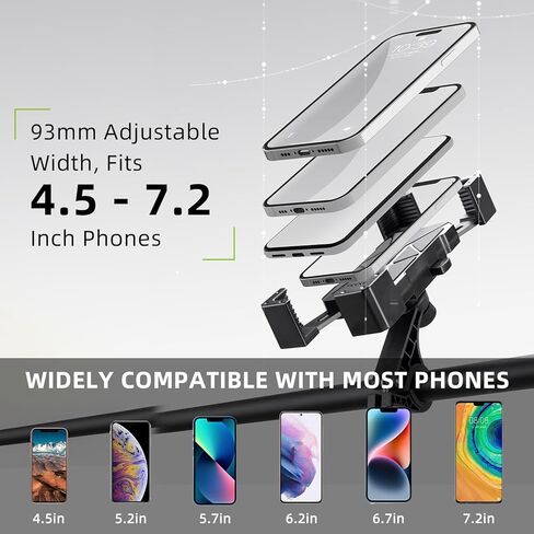 ROCKBROS Bike Phone Mount Bike Phone Holder,Motorcycle Phone Mount Phone Holder for Bike Motorcycle E-Bike Cell Phone Clamp for iPhone 16 15 Pro Max/ 14/13, Galaxy S10 and More 4.5-7.2" in Saudi Arabia