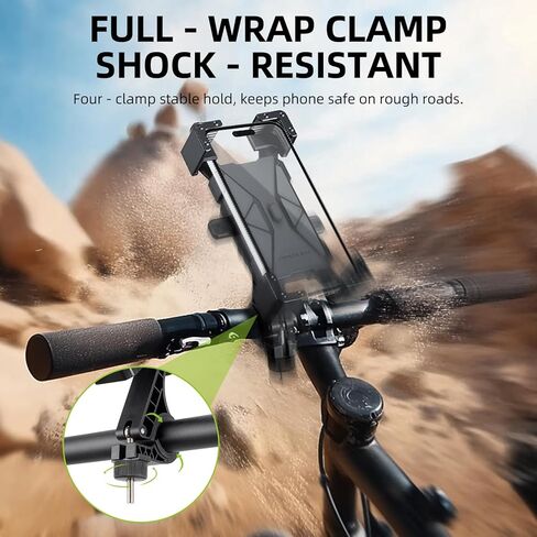 ROCKBROS Bike Phone Mount Bike Phone Holder,Motorcycle Phone Mount Phone Holder for Bike Motorcycle E-Bike Cell Phone Clamp for iPhone 16 15 Pro Max/ 14/13, Galaxy S10 and More 4.5-7.2" in Saudi Arabia