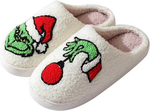 Womens Mens Slippers Halloween Christmas Cute Cartoon Pattern Slipper Anti-slip Design Cozy Indoor House Winter Shoes Soft Plush Warm Slippers Gifts for Girlfriend in Saudi Arabia