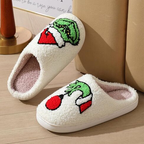 Womens Mens Slippers Halloween Christmas Cute Cartoon Pattern Slipper Anti-slip Design Cozy Indoor House Winter Shoes Soft Plush Warm Slippers Gifts for Girlfriend in Saudi Arabia