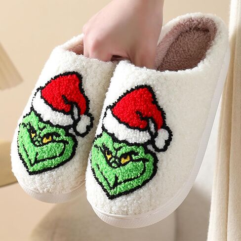 Womens Mens Slippers Halloween Christmas Cute Cartoon Pattern Slipper Anti-slip Design Cozy Indoor House Winter Shoes Soft Plush Warm Slippers Gifts for Girlfriend in Saudi Arabia