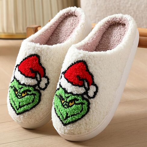 Womens Mens Slippers Halloween Christmas Cute Cartoon Pattern Slipper Anti-slip Design Cozy Indoor House Winter Shoes Soft Plush Warm Slippers Gifts for Girlfriend in Saudi Arabia