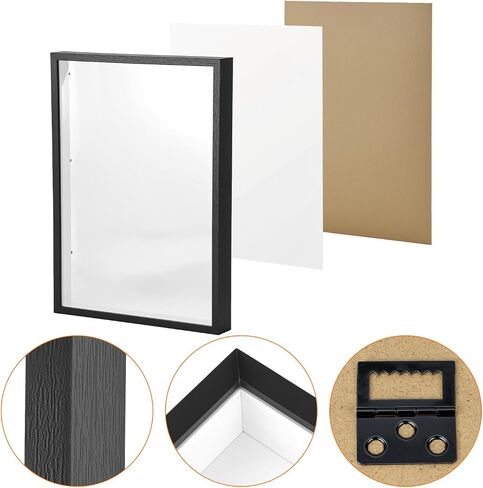 إطارات صور QWORK مقاس 11 × 14 بوصة، خشب MDF بواجهة أكريليك، عبوتان من صناديق الظل المربعة تعرض حافظات للصور والحرف اليدوية والتذكارات in Saudi Arabia