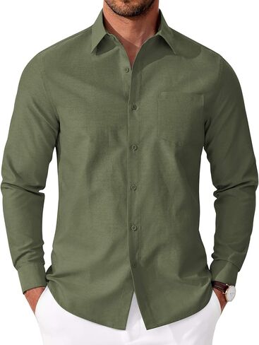 COOFANDY Mens Oxford Shirt Long Sleeve Casual Button Down Shirts Soild Dress Shirts with Pocket in Saudi Arabia