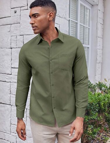 COOFANDY Mens Oxford Shirt Long Sleeve Casual Button Down Shirts Soild Dress Shirts with Pocket in Saudi Arabia