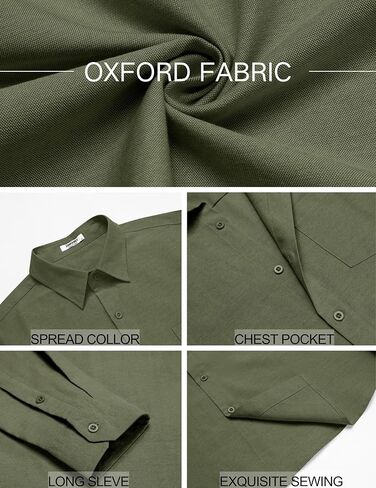COOFANDY Mens Oxford Shirt Long Sleeve Casual Button Down Shirts Soild Dress Shirts with Pocket in Saudi Arabia