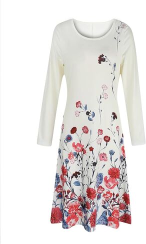 Womens Floral Maxi Dress Long Sleeve Casual Crewneck Dress Wedding Guest Party Dresses Fall 2025 Outfits in Saudi Arabia