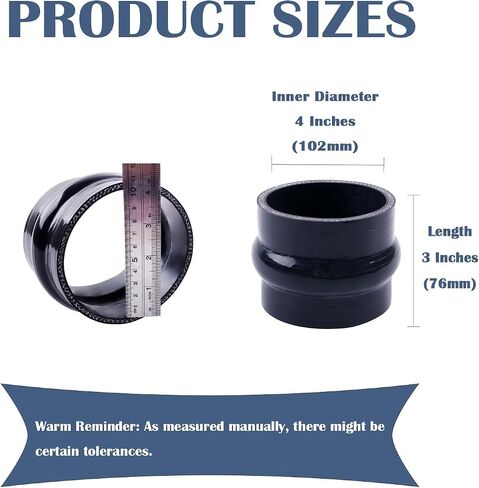 Silicone Straight Hump Coupler Hose, 4-Ply, 5.4mm Wall Thickness, 3'' Length(76mm) 11 Colors (Gloss Black, ID 4'' (102mm)) in Saudi Arabia