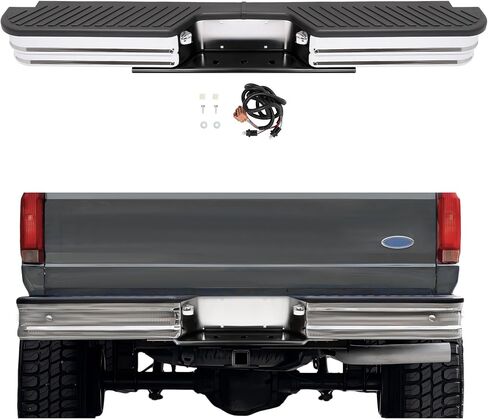 KUAFU Rear Bumper Compatible with 1967-1991 Chevy Chevrolet GMC C/K Fleetside,1972-1993 Dodge Fleetside Ram charger 1967-1998 Ford Bronco F250 F350HD Super Duty F-Series Styleside Silvery in Saudi Arabia