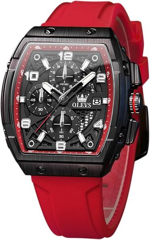 OLEVS Watch Men Chronograph Square Watches for Men Big Face Luxury Original Dress Waterproof Casual Nice Wrist Male Watch for Man Analog Classic Business Silicon Strap Mens Watches Relojes Para Hombre in Saudi Arabia