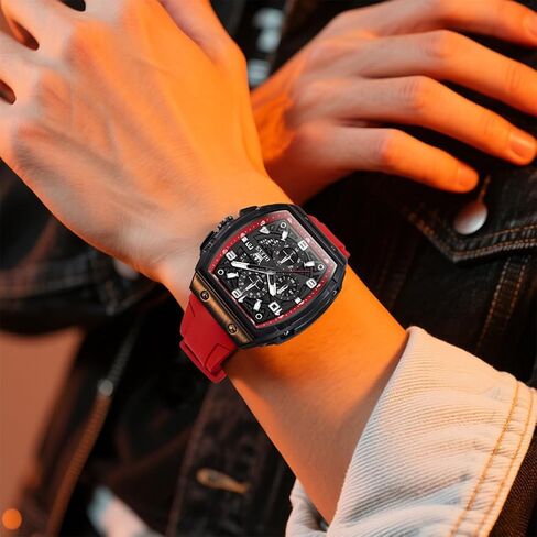 OLEVS Watch Men Chronograph Square Watches for Men Big Face Luxury Original Dress Waterproof Casual Nice Wrist Male Watch for Man Analog Classic Business Silicon Strap Mens Watches Relojes Para Hombre in Saudi Arabia