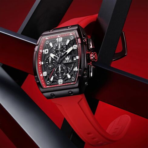 OLEVS Watch Men Chronograph Square Watches for Men Big Face Luxury Original Dress Waterproof Casual Nice Wrist Male Watch for Man Analog Classic Business Silicon Strap Mens Watches Relojes Para Hombre in Saudi Arabia