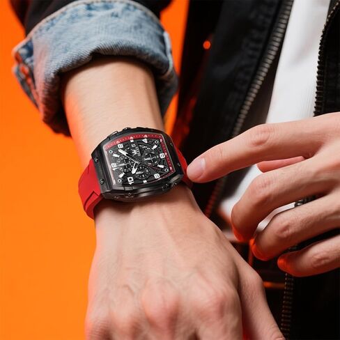 OLEVS Watch Men Chronograph Square Watches for Men Big Face Luxury Original Dress Waterproof Casual Nice Wrist Male Watch for Man Analog Classic Business Silicon Strap Mens Watches Relojes Para Hombre in Saudi Arabia