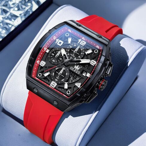 OLEVS Watch Men Chronograph Square Watches for Men Big Face Luxury Original Dress Waterproof Casual Nice Wrist Male Watch for Man Analog Classic Business Silicon Strap Mens Watches Relojes Para Hombre in Saudi Arabia