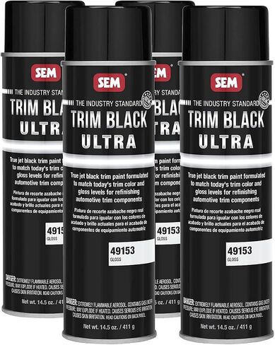 منتجات SEM Trim Black Ultra | طلاء بخاخ للسيارة باللون الأسود النفاث للبلاستيك والألمنيوم والفولاذ والفولاذ المقاوم للصدأ | 4 عبوات | لمعان in Saudi Arabia