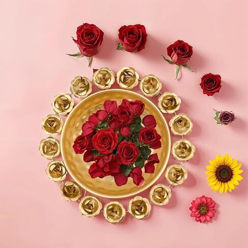 ديكور روز أورلي - 9 بوصة | زهرة أورلي مصنوعة يدويًا لديكور المنزل | إهداء | ديكور المكاتب والطاولات | مهرجان | ديوالي | بوجا | عناصر الديكور ديوالي in Kuwait