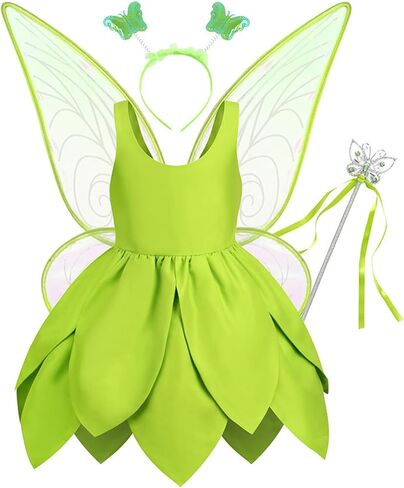 Tinkerbell Costume For Girls Toddler Halloween Costume with Fairy Wings Elf Ears in Kuwait