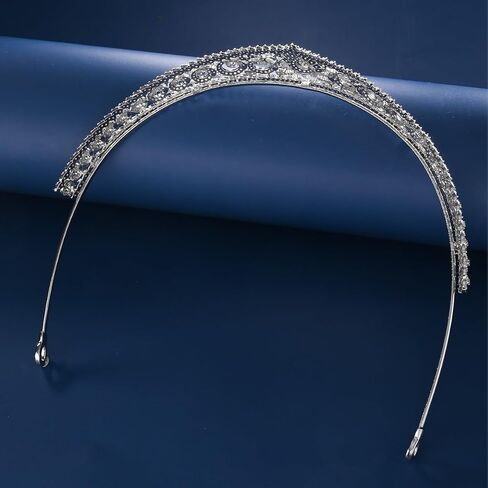 14K Gold Baroque-Inspired Bridal Tiara, Pearl & Moissanite Wedding Headdress Hairpiece, Opulent Gift for Vintage-Themed Weddings in Saudi Arabia