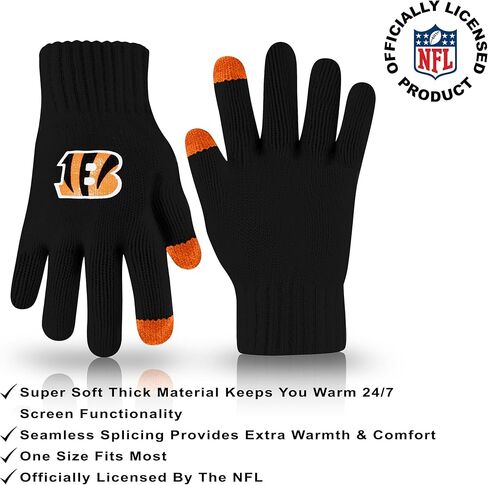 Ultra Game NFL Mens Womens Super Soft Winter Beanie Knit Hat with Extra Warm Touch Screen Gloves in Saudi Arabia