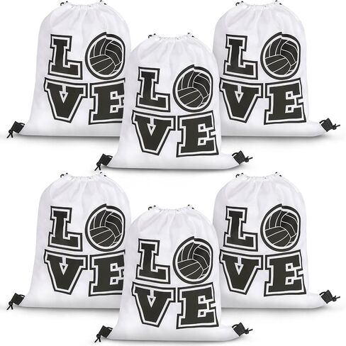 Shappy 6 Pcs 17.2 Inch Volleyball Bags Gifts Volleyball Drawstring Backpack Sport Party Favors for Women Men in Saudi Arabia