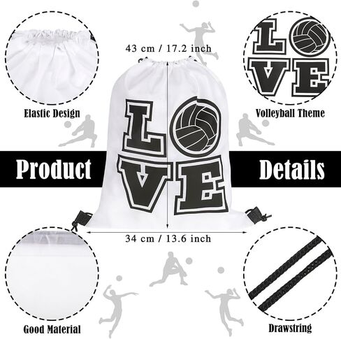 Shappy 6 Pcs 17.2 Inch Volleyball Bags Gifts Volleyball Drawstring Backpack Sport Party Favors for Women Men in Saudi Arabia