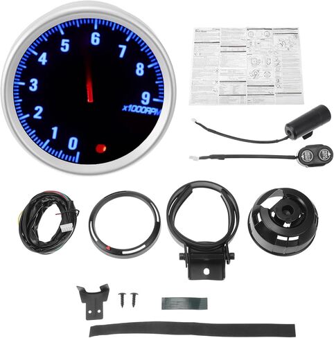 3.14" 80mm Tachometer Gauge Colorful Pointer RPM Tachometer Tach Gauge 0-9000RPM W/Sensor and Bracket Universal for Car DC 12V in Saudi Arabia