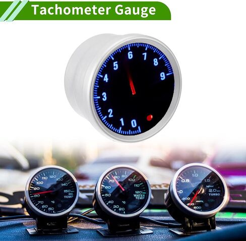 3.14" 80mm Tachometer Gauge Colorful Pointer RPM Tachometer Tach Gauge 0-9000RPM W/Sensor and Bracket Universal for Car DC 12V in Saudi Arabia