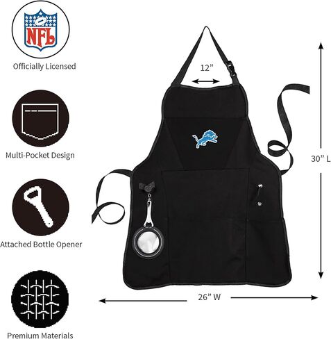 مريلة شواء سوداء من Team Sports America للاستخدام الخارجي NFL | تينيسي تايتنز | مصنوع من القطن المتين | فتاحة المشروبات وأداة متعددة | الملابس الرياضية والمشي لمسافات طويلة in Kuwait