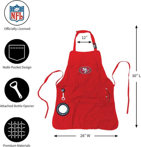 مريلة شواء سوداء من Team Sports America للاستخدام الخارجي NFL | تينيسي تايتنز | مصنوع من القطن المتين | فتاحة المشروبات وأداة متعددة | الملابس الرياضية والمشي لمسافات طويلة in Kuwait