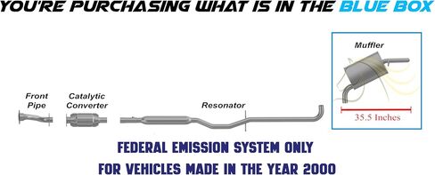 Exhaust Rear Muffler Compatible for 2000-2005 Buick LeSabre 3.8L | Stainless Steel | Northeastern Exhaust | Free Clamp and Hanger Included | Automotive Replacement Part | Direct-Fit in Saudi Arabia