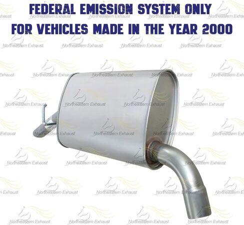 Exhaust Rear Muffler Compatible for 2000-2005 Buick LeSabre 3.8L | Stainless Steel | Northeastern Exhaust | Free Clamp and Hanger Included | Automotive Replacement Part | Direct-Fit in Saudi Arabia