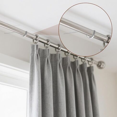 4 Pieces Single Curtain Rod Support, Silver Simple Curtain Rod Support Bracket Middle Metal Curtainrod Center Supporting Without Screws for Supporting Curtain Poles in Saudi Arabia