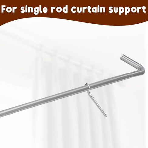 4 Pieces Single Curtain Rod Support, Silver Simple Curtain Rod Support Bracket Middle Metal Curtainrod Center Supporting Without Screws for Supporting Curtain Poles in Saudi Arabia