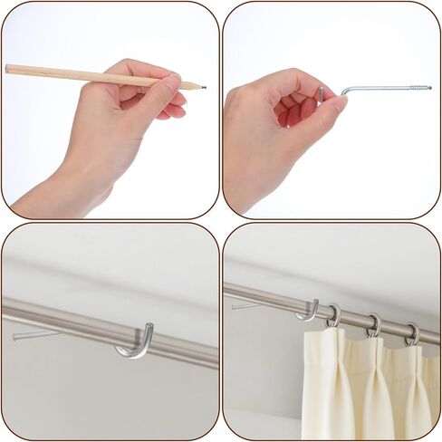 4 Pieces Single Curtain Rod Support, Silver Simple Curtain Rod Support Bracket Middle Metal Curtainrod Center Supporting Without Screws for Supporting Curtain Poles in Saudi Arabia