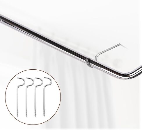 4 Pieces Single Curtain Rod Support, Silver Simple Curtain Rod Support Bracket Middle Metal Curtainrod Center Supporting Without Screws for Supporting Curtain Poles in Saudi Arabia