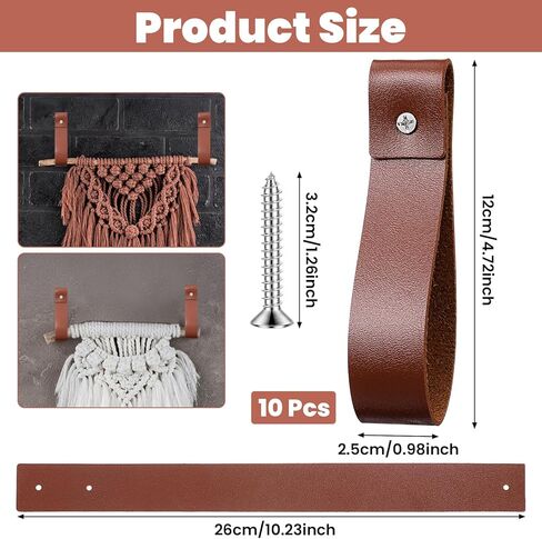 حامل قضيب ستارة جلدي، 10 قطع من أشرطة جلدية من البولي يوريثان للتعليق على الحائط وأشرطة تعليق للحمام والمطبخ وشريط ستارة لحبل المناشف لغرفة النوم وحلقة تثبيت بخطاف من البولي يوريثان مع براغي in Kuwait