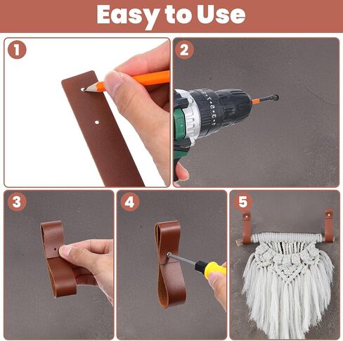 حامل قضيب ستارة جلدي، 10 قطع من أشرطة جلدية من البولي يوريثان للتعليق على الحائط وأشرطة تعليق للحمام والمطبخ وشريط ستارة لحبل المناشف لغرفة النوم وحلقة تثبيت بخطاف من البولي يوريثان مع براغي in Kuwait