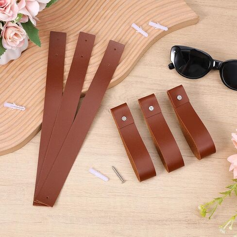 حامل قضيب ستارة جلدي، 10 قطع من أشرطة جلدية من البولي يوريثان للتعليق على الحائط وأشرطة تعليق للحمام والمطبخ وشريط ستارة لحبل المناشف لغرفة النوم وحلقة تثبيت بخطاف من البولي يوريثان مع براغي in Kuwait