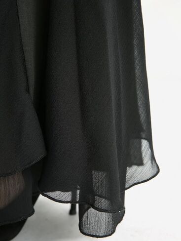 DRESSFO Women's Mesh Patchwork Flare Pants – Sheer Ruffle Hem Gothic Style Stretch Trousers with Pockets in Saudi Arabia