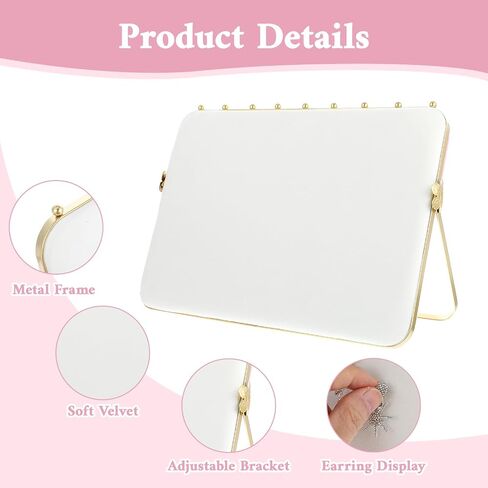 1 Pack Double-Sided Velvet Necklace Display Stand – Pink & White Jewelry Organizer Holder for Vendors, Craft Shows, Exhibitions (14 x 10 Inches, Metal Frame) in Saudi Arabia