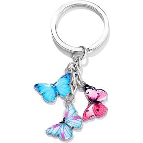 Butterfly Key chain Key ring Jewelry for Women Girls Bag Wallet Butterfly Pendants Car Charms Colorful Zipper decoration
