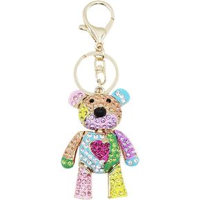 ANKOMINA Women Girl Crystal Rhinestone Keychain Sparkling Key Ring Charm Purse Pendant Handbag Bag Decoration,Bear